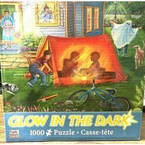 Puzzle Glow In The Dark 1000 Piece Puzzle Backyard Camping Theme 13+ Summer Fun